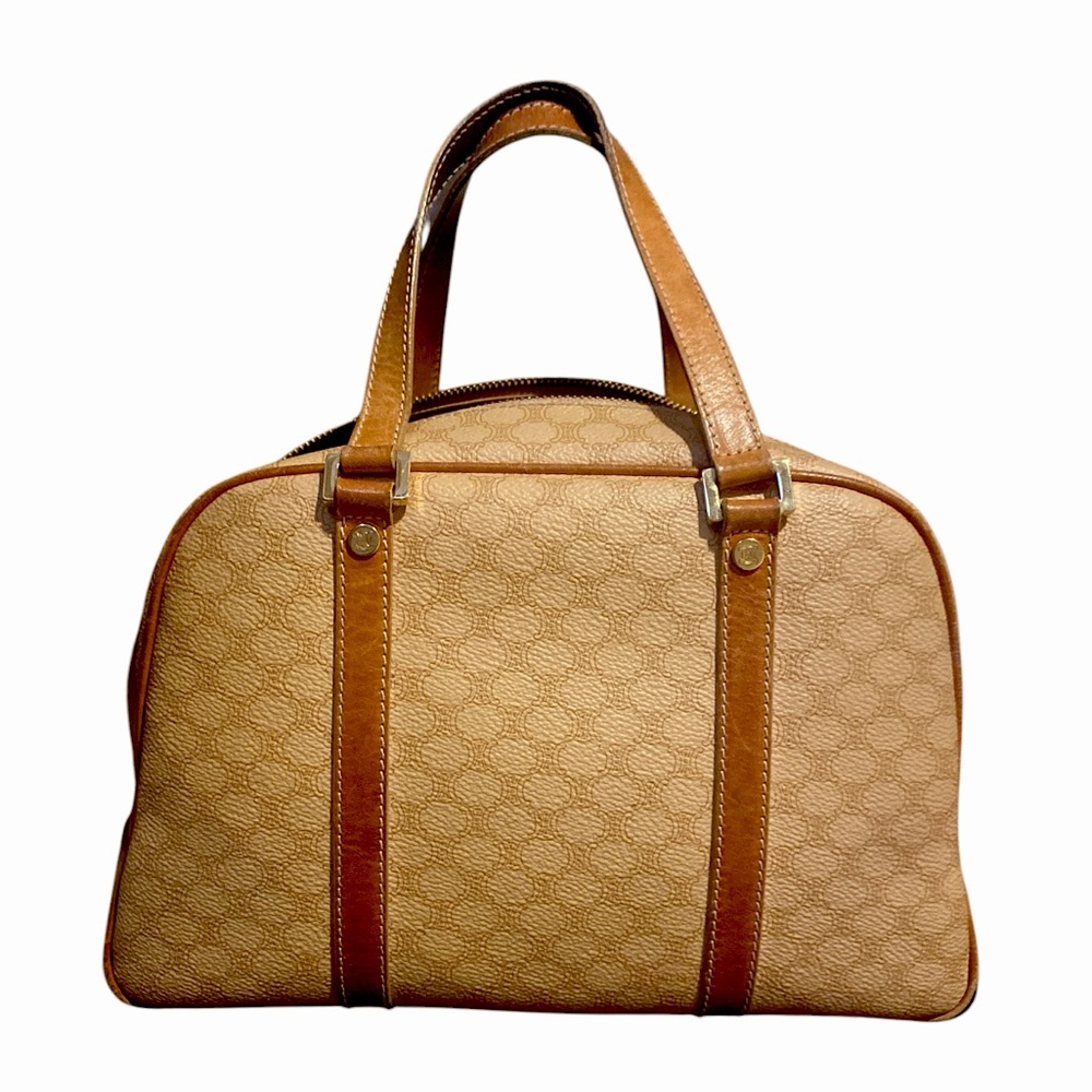 Vintage Celine Macadam Canvas Satchel with Leather Trim - Rare Designer Handbag